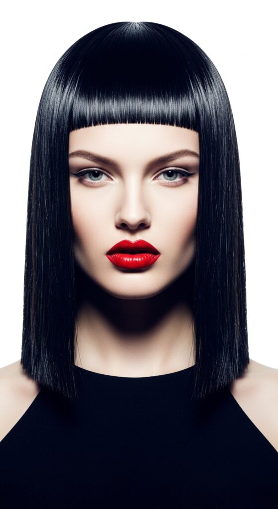 Straight and Sleek With a Middle Part