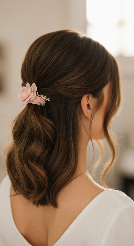 Half-Up Ponytail with Hair Wrap