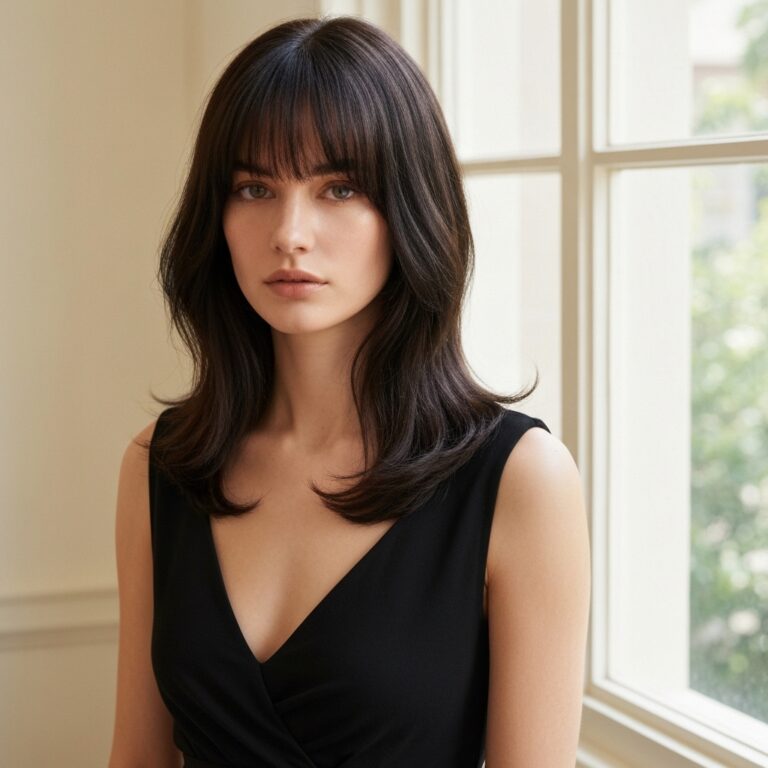 Long Wolf Cut with Curtain Bangs for Fine Hair