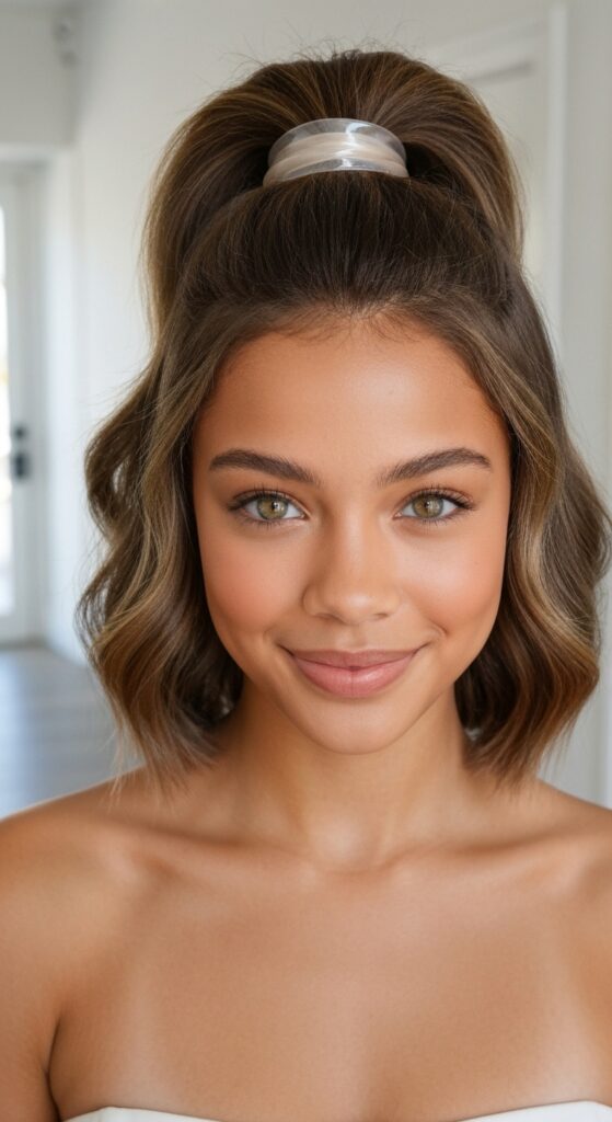 Sleek Half-Up with Wrapped Elastic